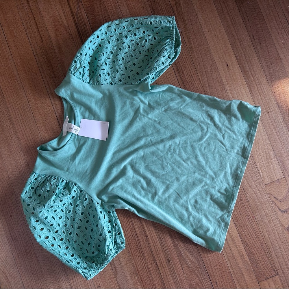 NWT green H&M puff sleeve top